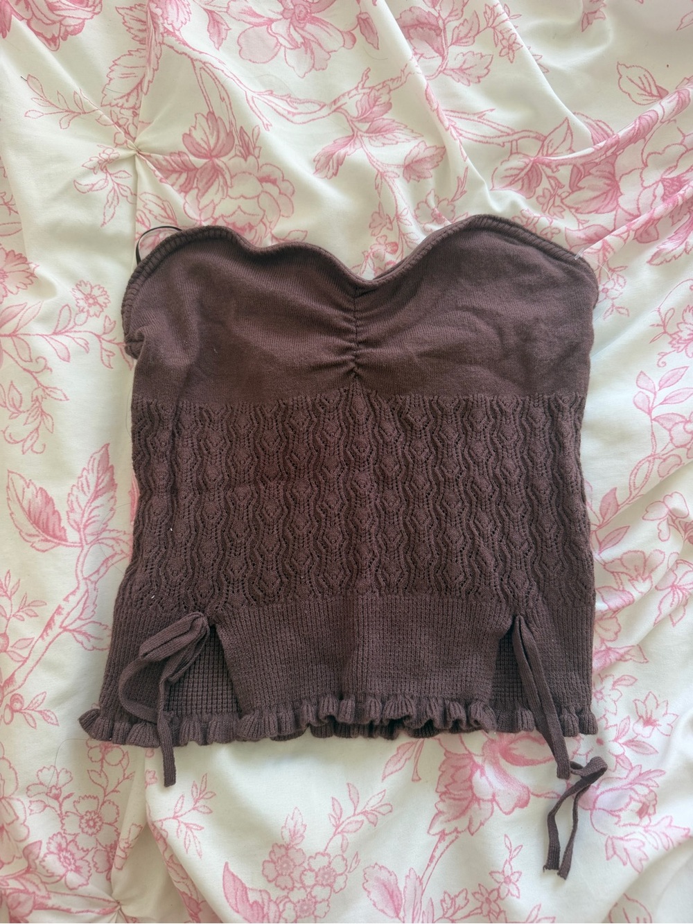 Strapless Brown Knit Tube Top